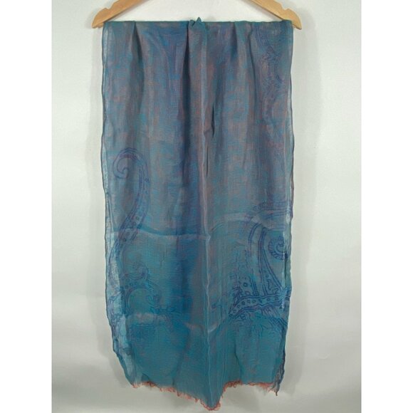 Etro Spa 100% Linen Paisley Pattern Lightweight Scarf Purple Made in Italy F304 - Picture 2 of 7